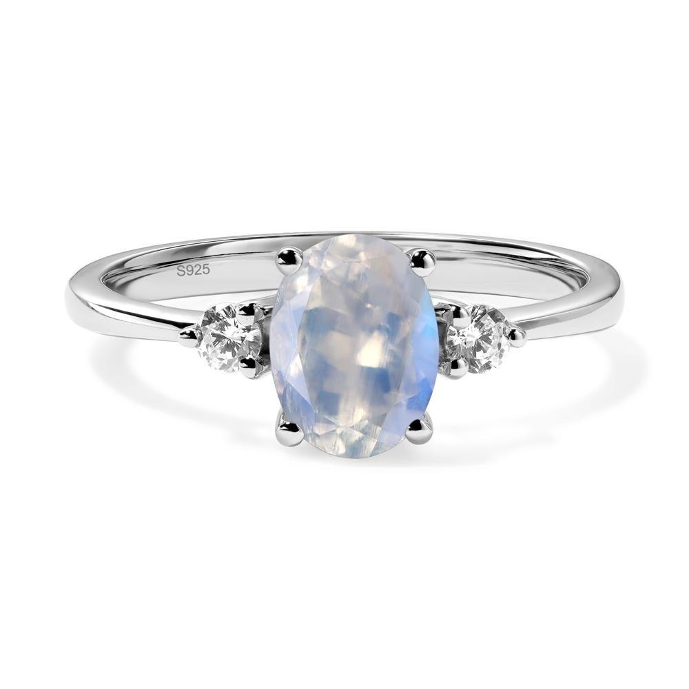 Simple Oval Cut Moonstone Trilogy Ring - LUO Jewelry #metal_sterling silver