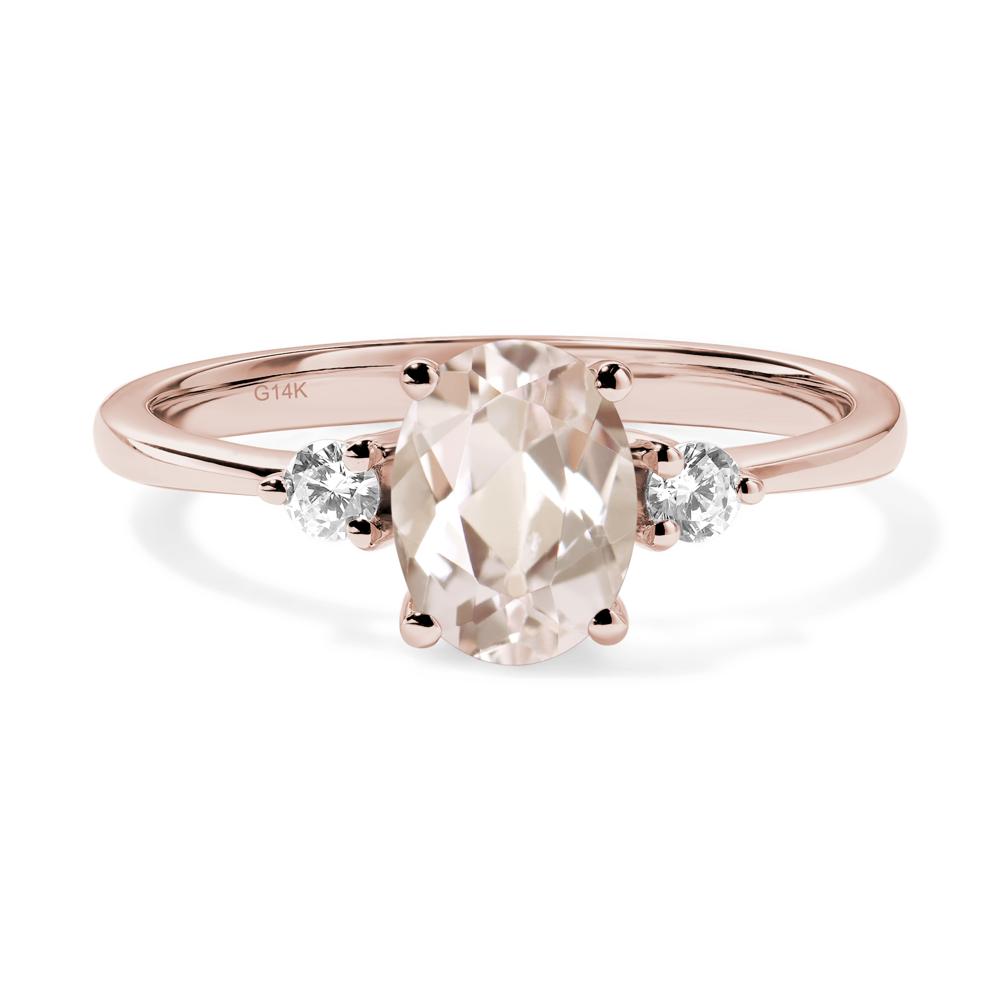 Simple Oval Cut Morganite Trilogy Ring - LUO Jewelry #metal_14k rose gold