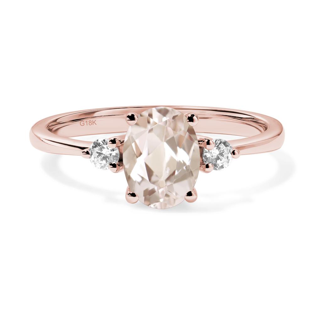 Simple Oval Cut Morganite Trilogy Ring - LUO Jewelry #metal_18k rose gold