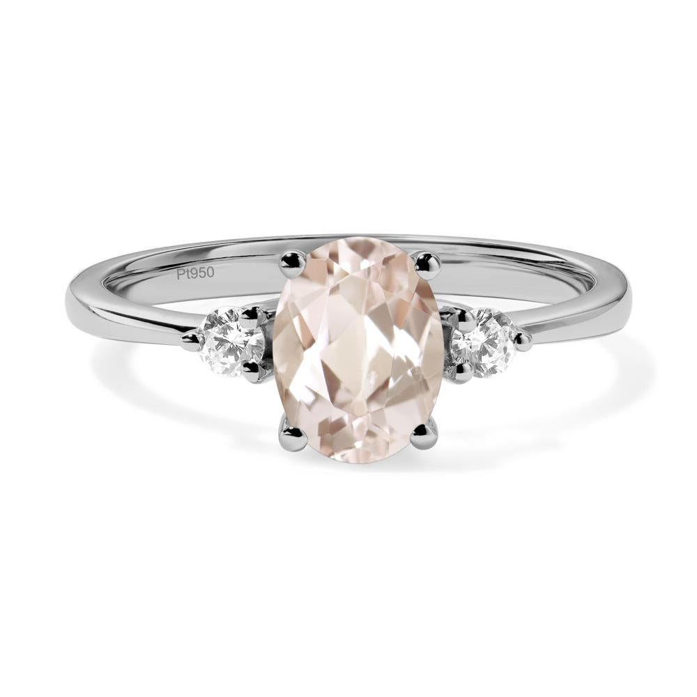 Simple Oval Cut Morganite Trilogy Ring - LUO Jewelry #metal_platinum