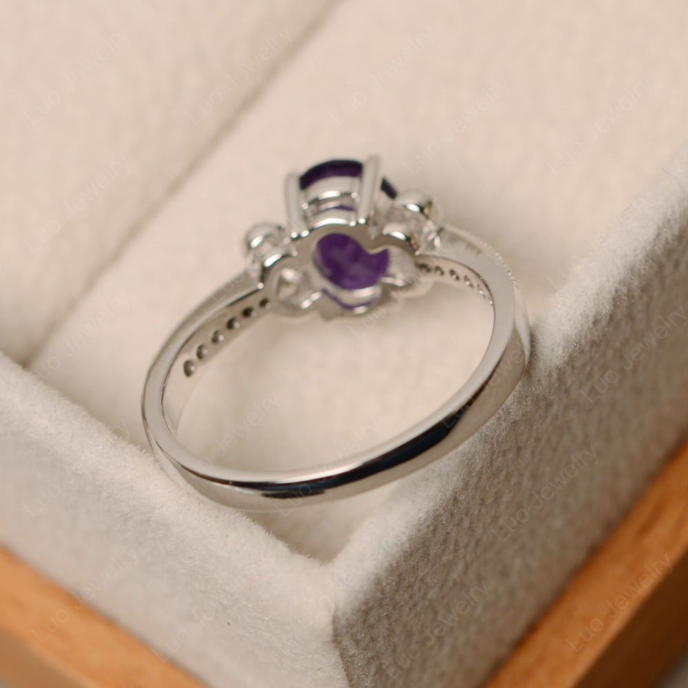 Oval Cut Amethyst Art Deco Engagement Ring - LUO Jewelry