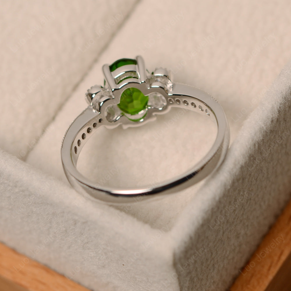 Oval Cut Diopside Art Deco Engagement Ring - LUO Jewelry