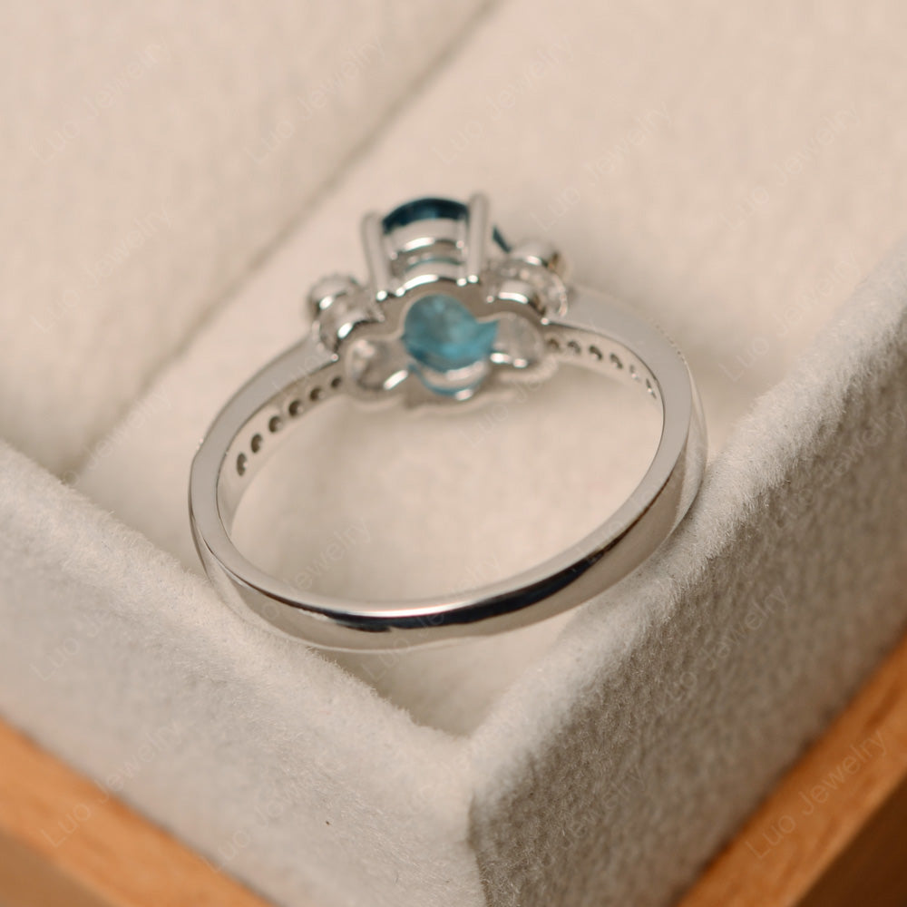 Oval Cut London Blue Topaz Art Deco Engagement Ring - LUO Jewelry