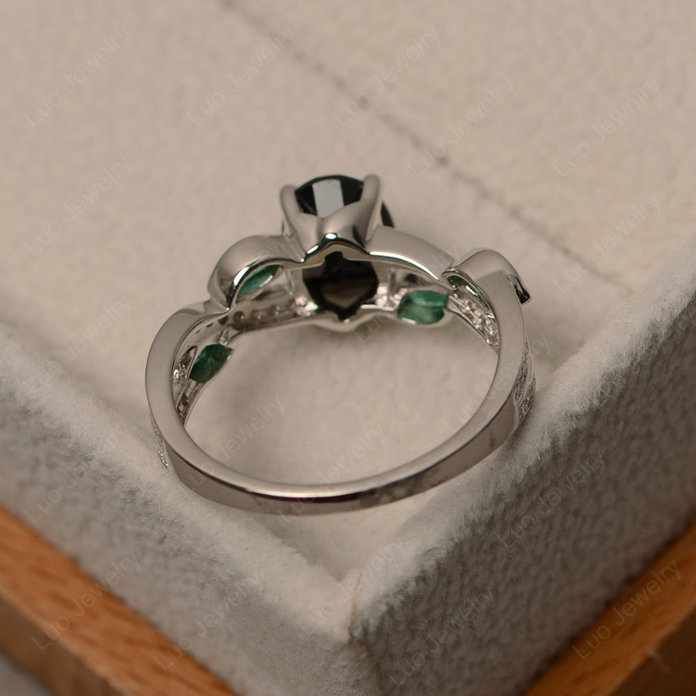 Oval Cut Black Spinel Art Deco Wedding Ring - LUO Jewelry