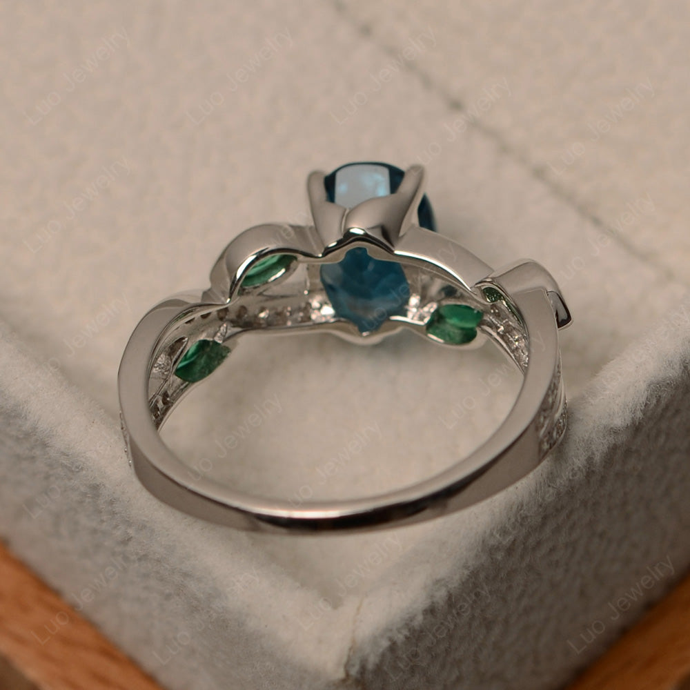 Oval Cut London Blue Topaz Art Deco Wedding Ring - LUO Jewelry