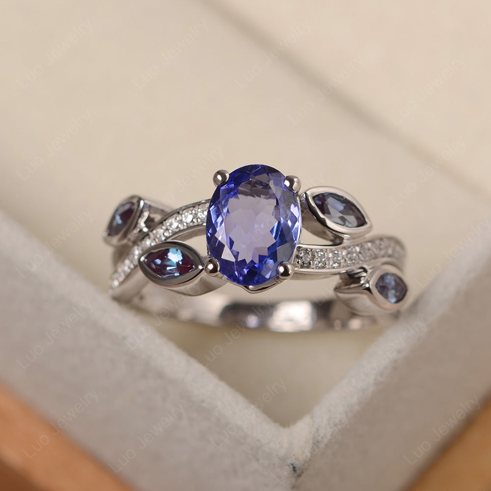 Oval Cut Tanzanite Art Deco Wedding Ring - LUO Jewelry