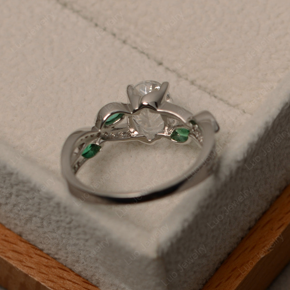 Oval Cut White Topaz Art Deco Wedding Ring - LUO Jewelry