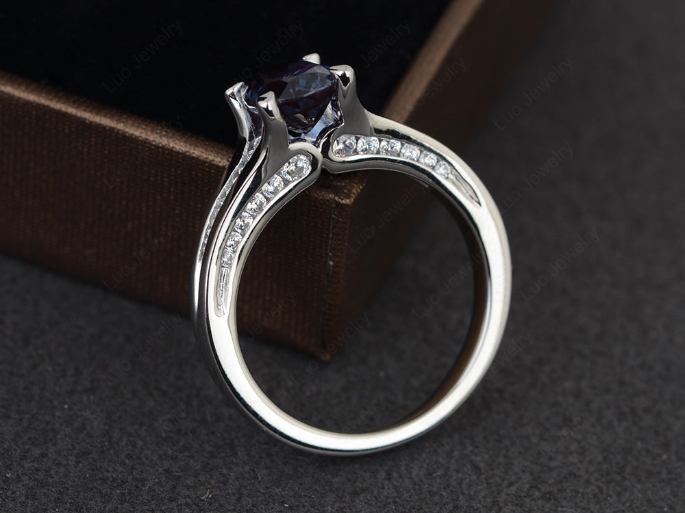 Alexandrite Ring Oval With Channel Setting Band - LUO Jewelry