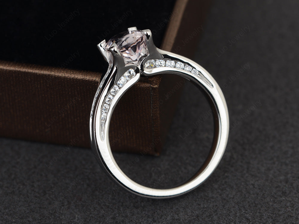 Morganite Ring Oval With Channel Setting Band - LUO Jewelry