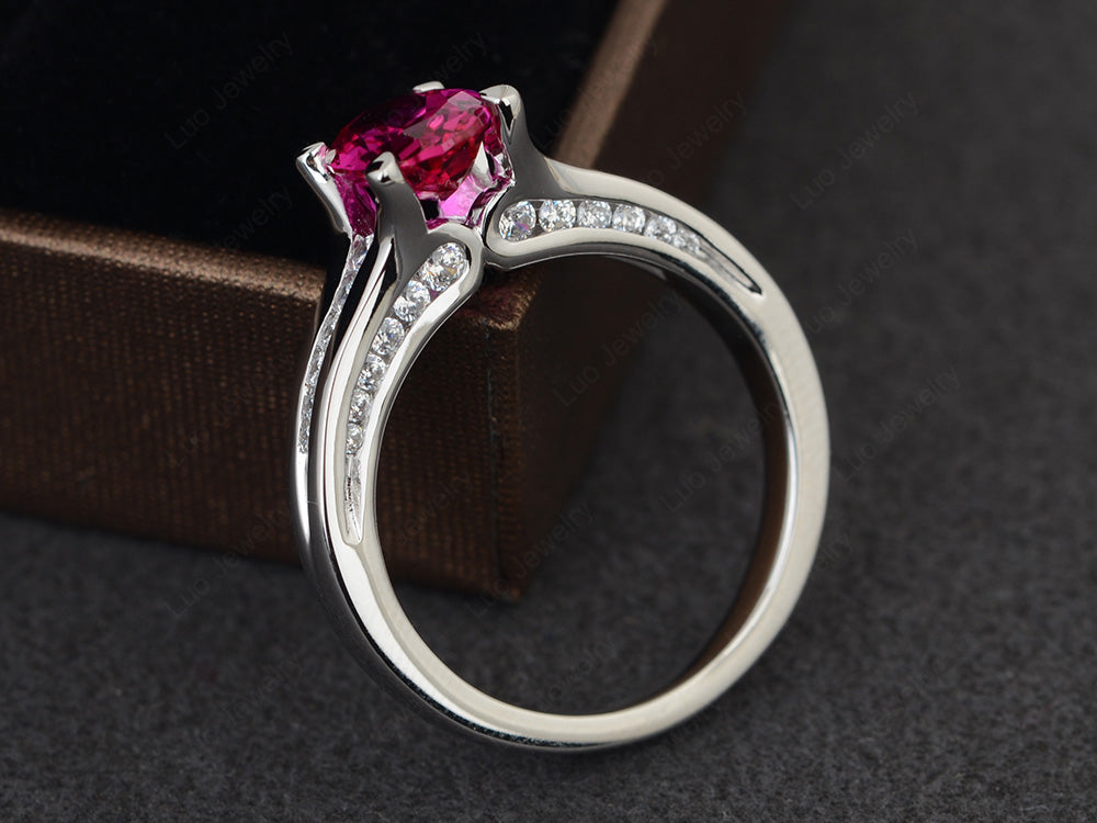 Ruby Ring Oval With Channel Setting Band - LUO Jewelry