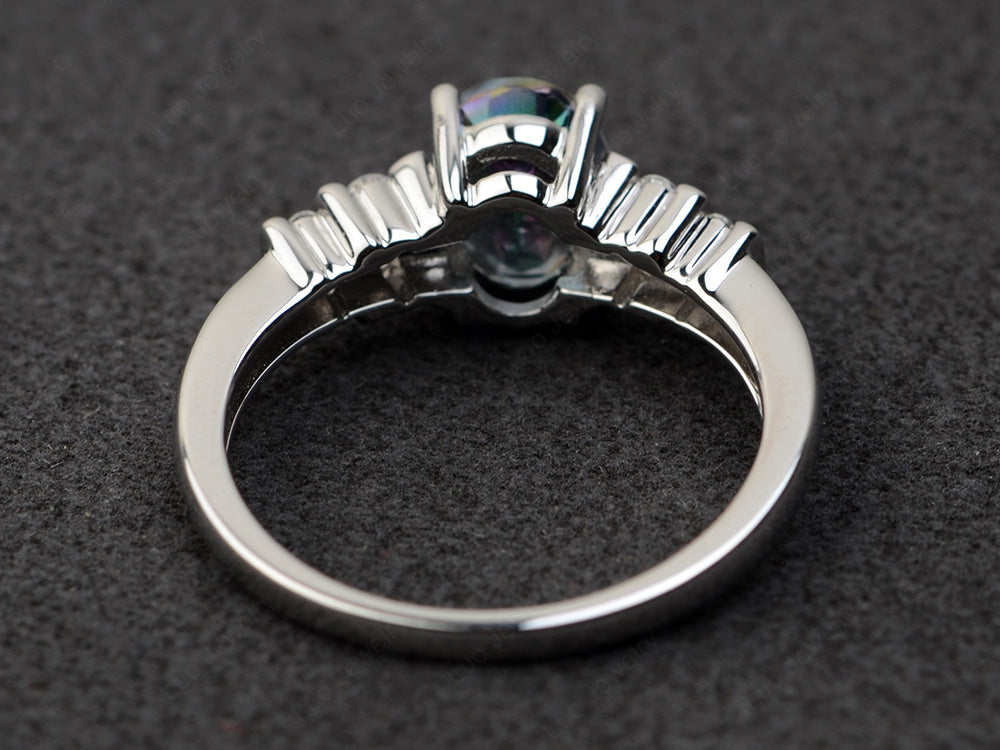 Mystic Topaz Engagement Ring Oval Cut Ring Silver - LUO Jewelry
