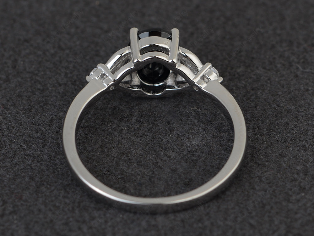 Oval Cut Black Stone Ring Sterling Silver - LUO Jewelry