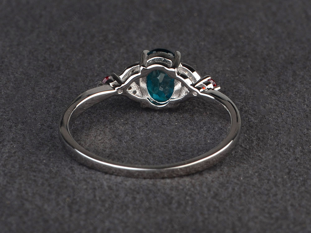 Oval Cut London Blue Topaz Ring Sterling Silver - LUO Jewelry