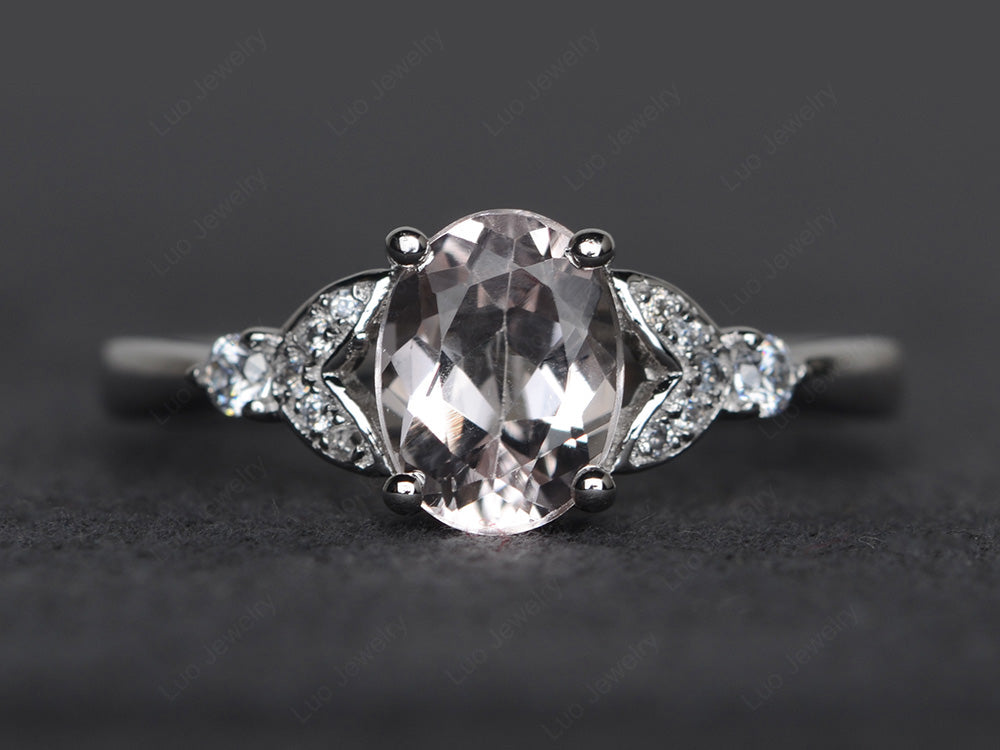 Oval Cut Morganite Ring Sterling Silver - LUO Jewelry