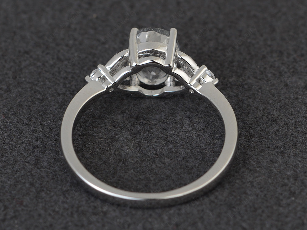 Oval Cut White Topaz Ring Sterling Silver - LUO Jewelry