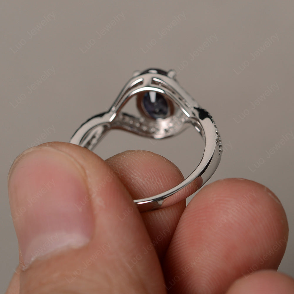 Oval Cut Alexandrite Ring Twisted Engagement Ring - LUO Jewelry