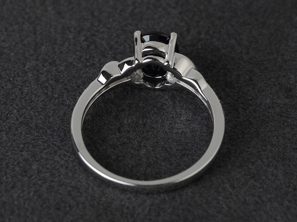 Oval Black Stone Ring Engagement Ring - LUO Jewelry
