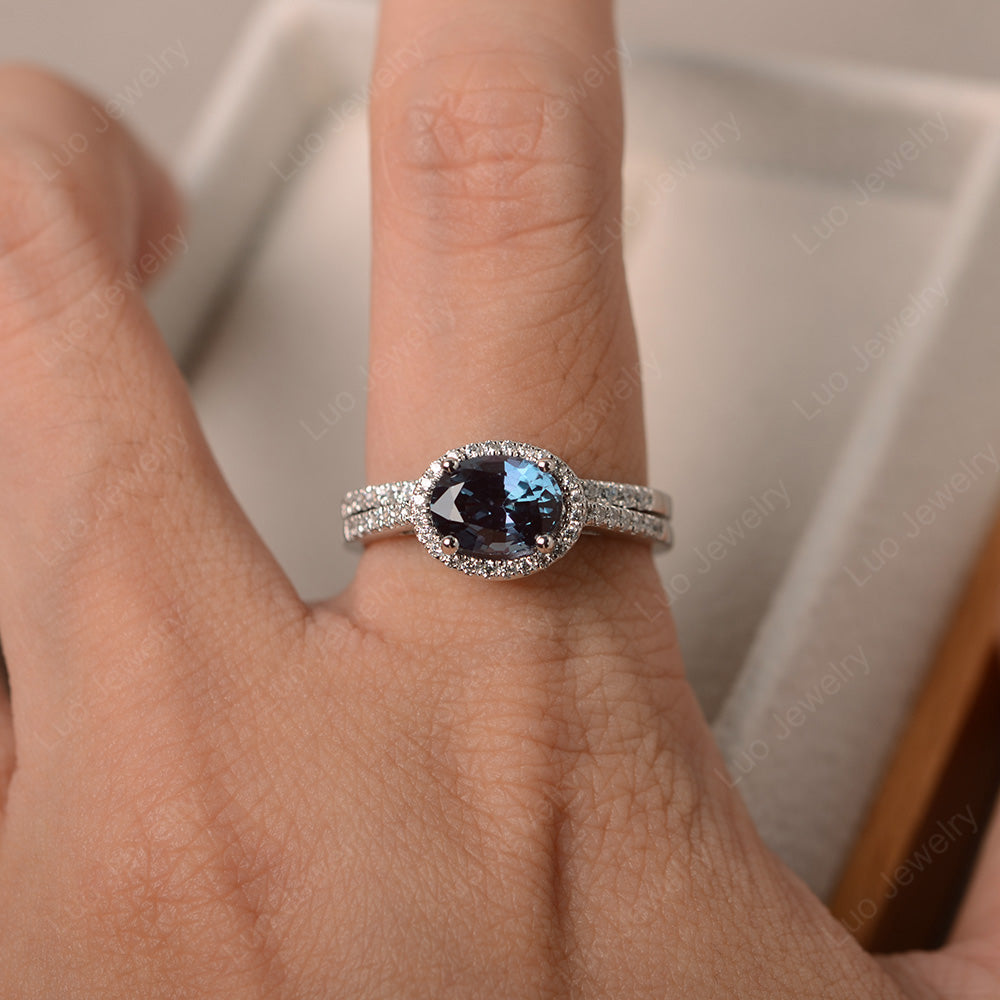 Oval Alexandrite Engagement Ring With Wedding Band - LUO Jewelry