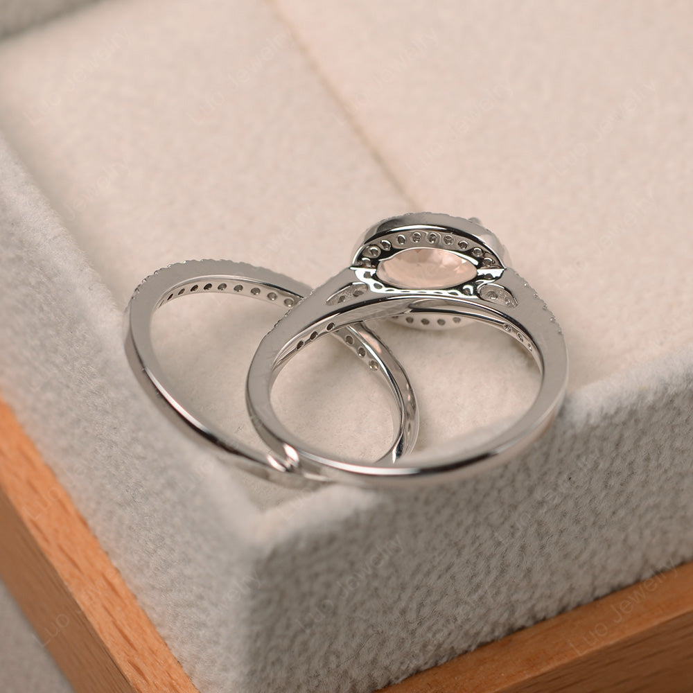 Oval Morganite Engagement Ring With Wedding Band - LUO Jewelry