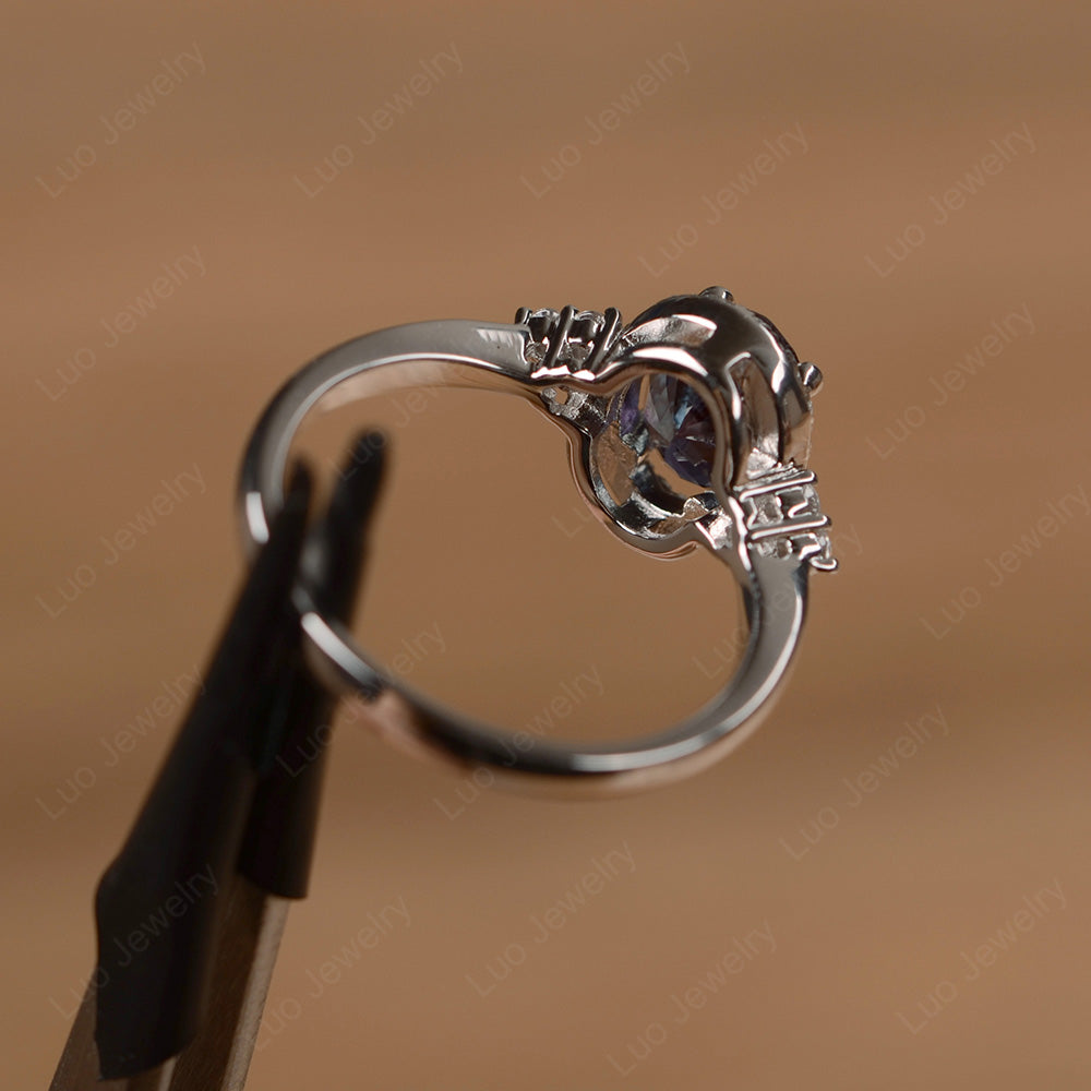 Oval Shaped Alexandrite Halo Engagement Ring - LUO Jewelry