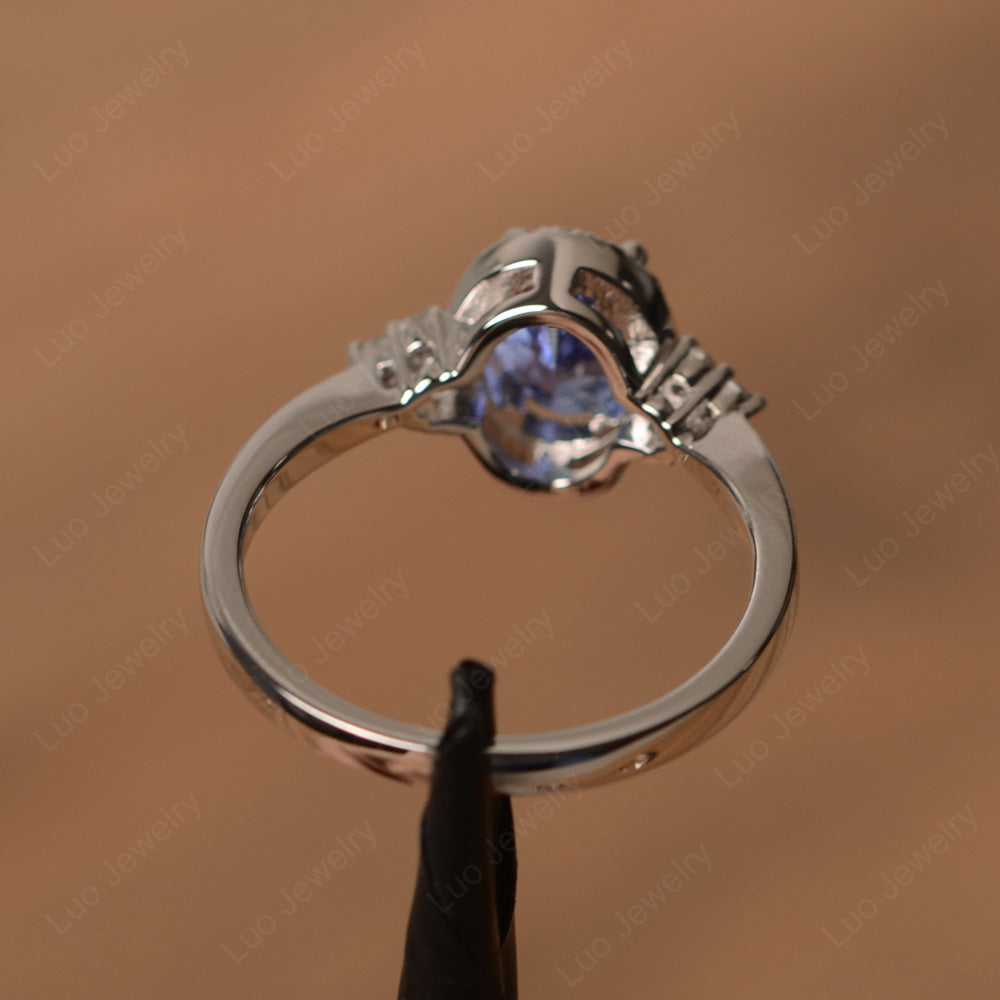 Oval Shaped Tanzanite Halo Engagement Ring - LUO Jewelry