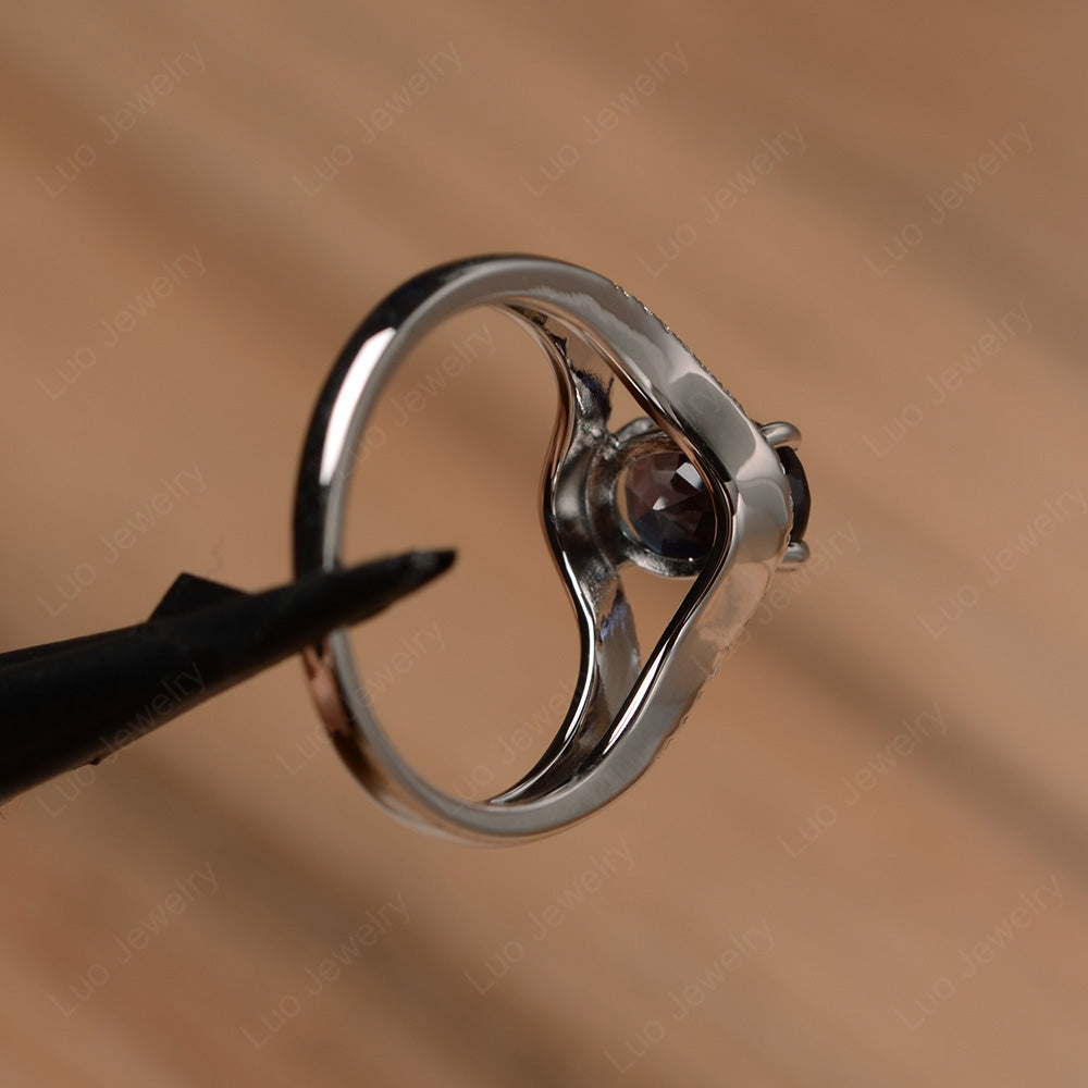 Oval Alexandrite Ring Split Shank Sterling Silver - LUO Jewelry