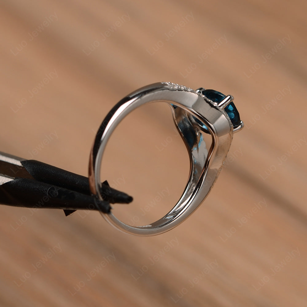 Oval London Blue Topaz Ring Split Shank Sterling Silver - LUO Jewelry