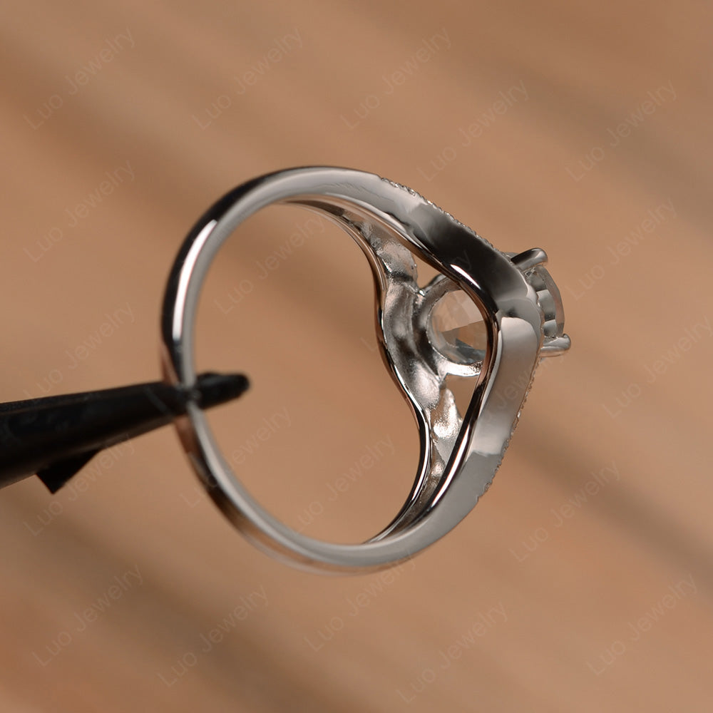 Oval White Topaz Ring Split Shank Sterling Silver - LUO Jewelry