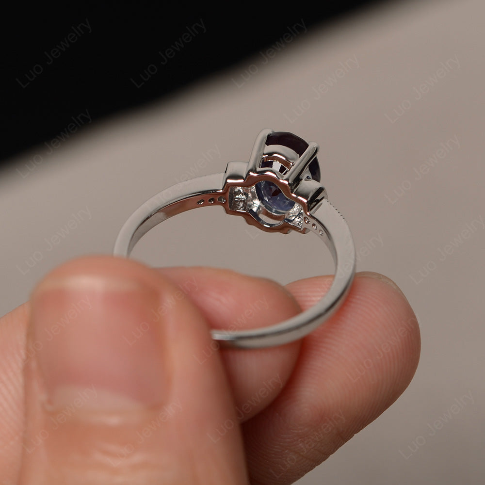 Alexandrite Wedding Ring Oval Engagement Ring - LUO Jewelry