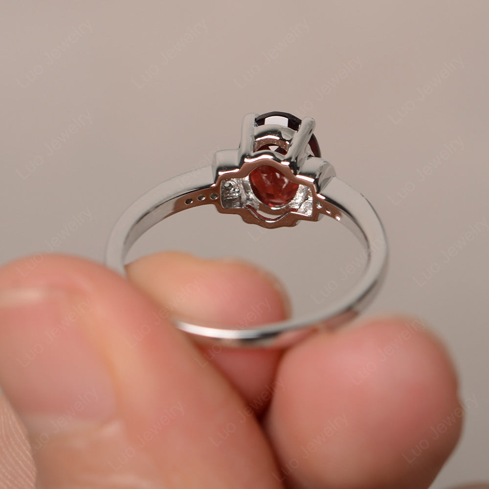 Garnet Wedding Ring Oval Engagement Ring - LUO Jewelry