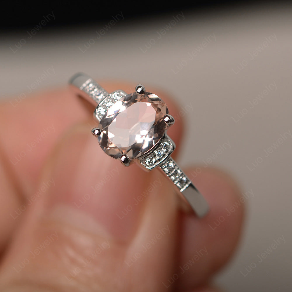 Morganite Wedding Ring Oval Engagement Ring - LUO Jewelry