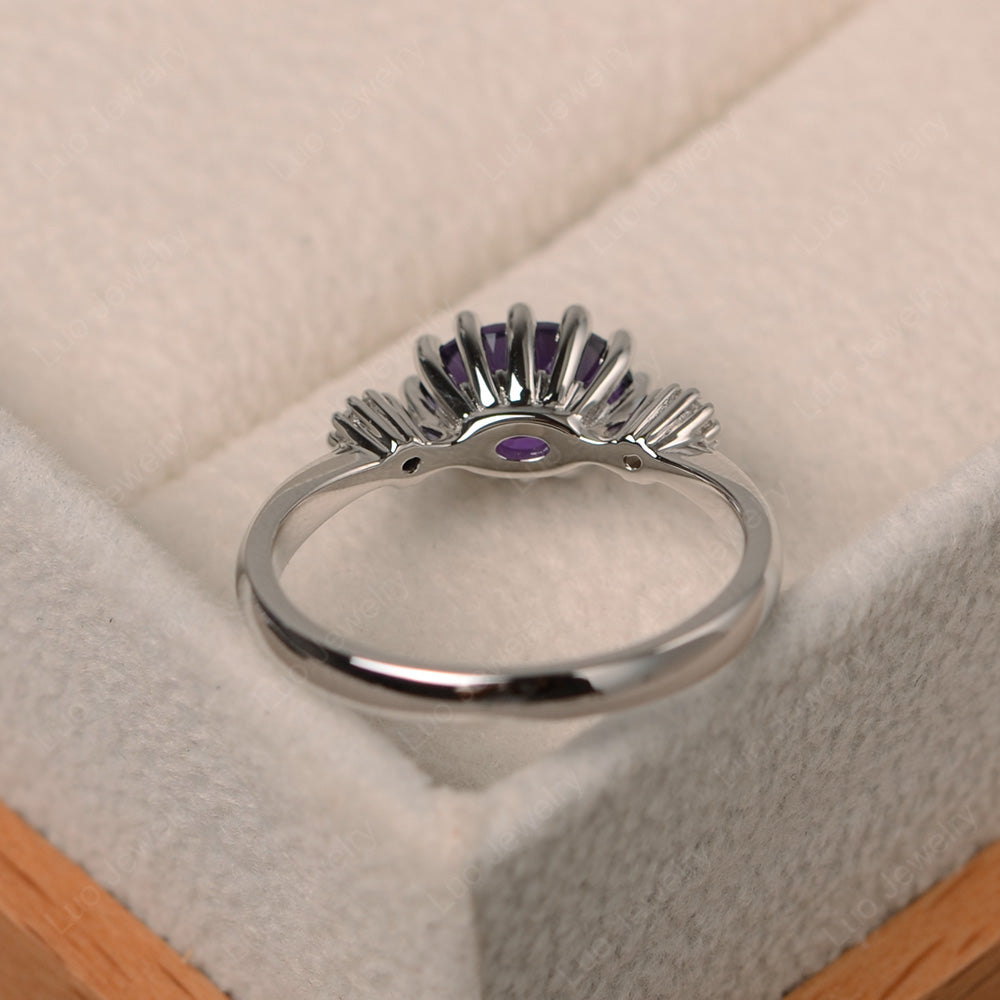 3 Stone Vintage Amethyst Mothers Wedding Ring - LUO Jewelry