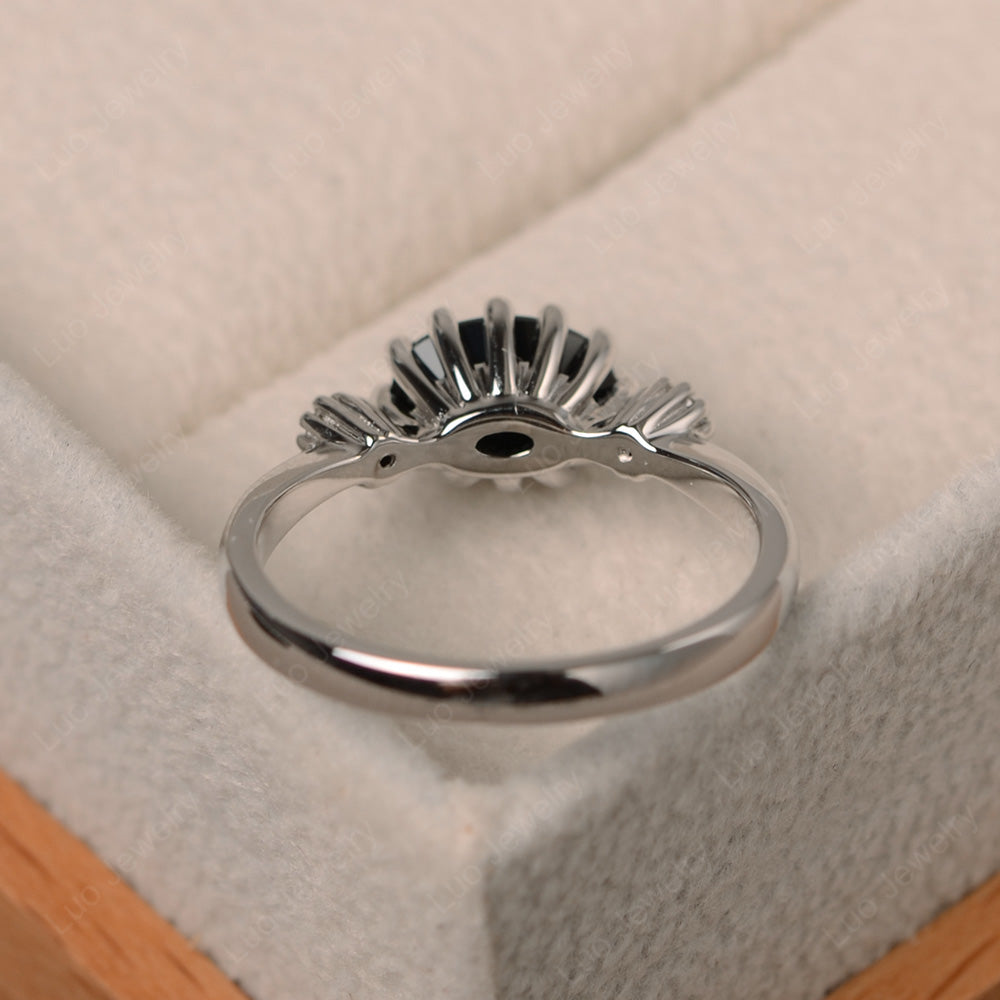 3 Stone Vintage Black Spinel Mothers Wedding Ring - LUO Jewelry