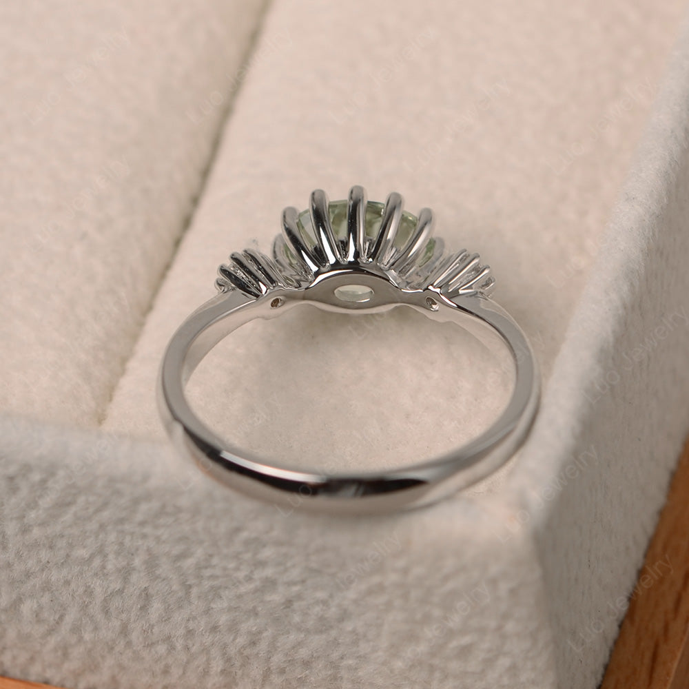 3 Stone Vintage Green Amethyst Mothers Wedding Ring - LUO Jewelry