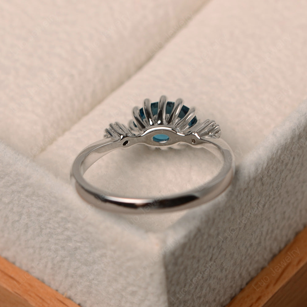 3 Stone Vintage London Blue Topaz Mothers Wedding Ring - LUO Jewelry