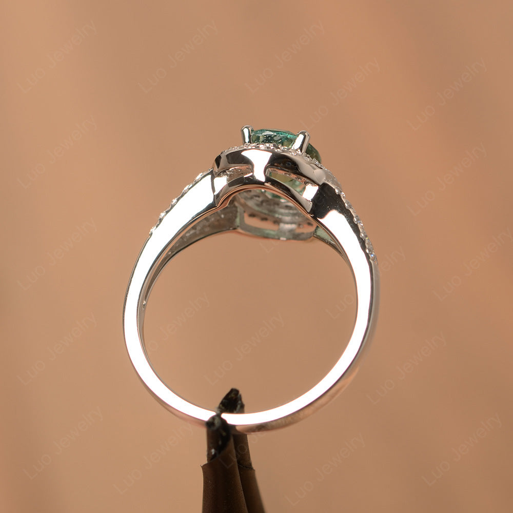 Green Sapphire Double Halo Oval Engagement Ring - LUO Jewelry