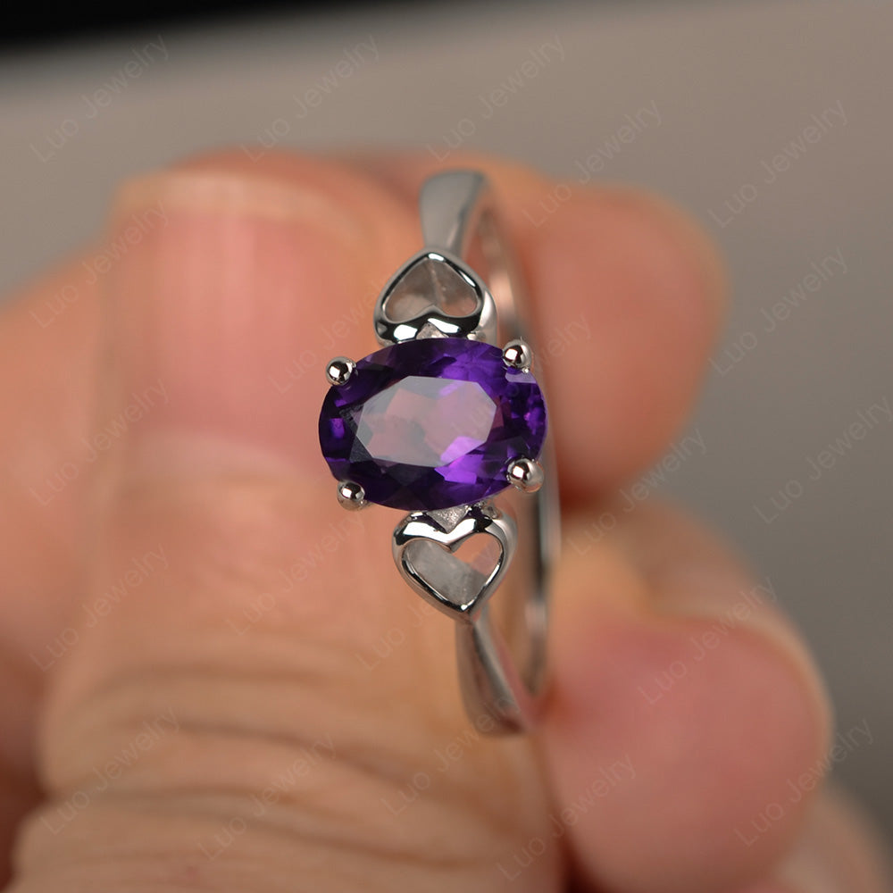 Oval Cut Solitaire Amethyst Wedding Ring - LUO Jewelry