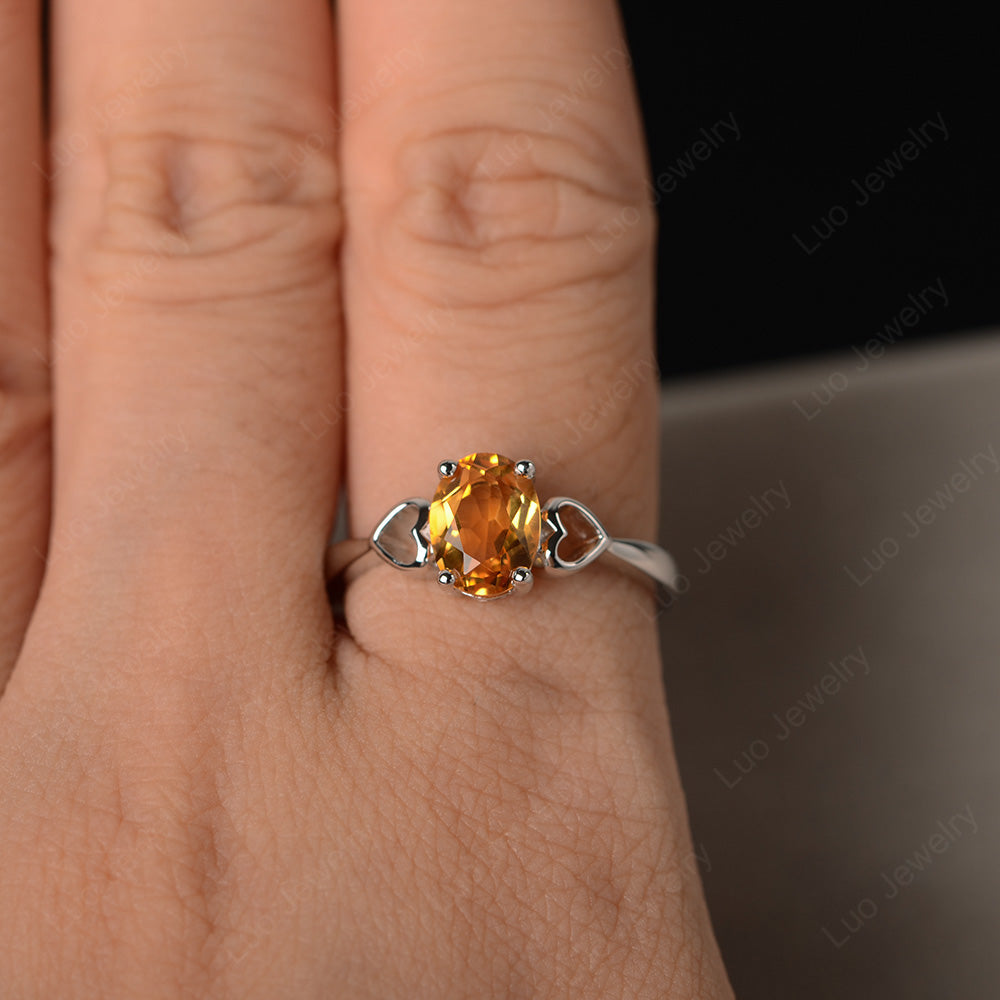 Oval Cut Solitaire Citrine Wedding Ring - LUO Jewelry