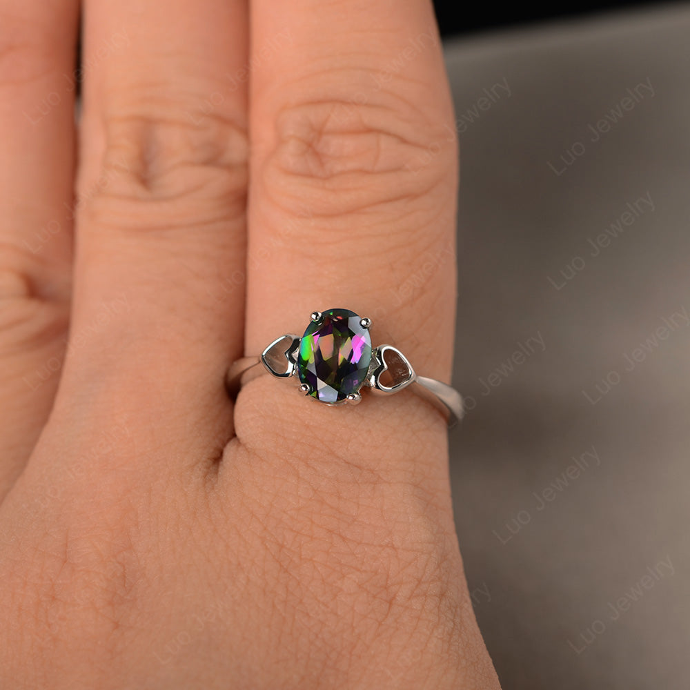 Oval Cut Solitaire Mystic Topaz Wedding Ring - LUO Jewelry
