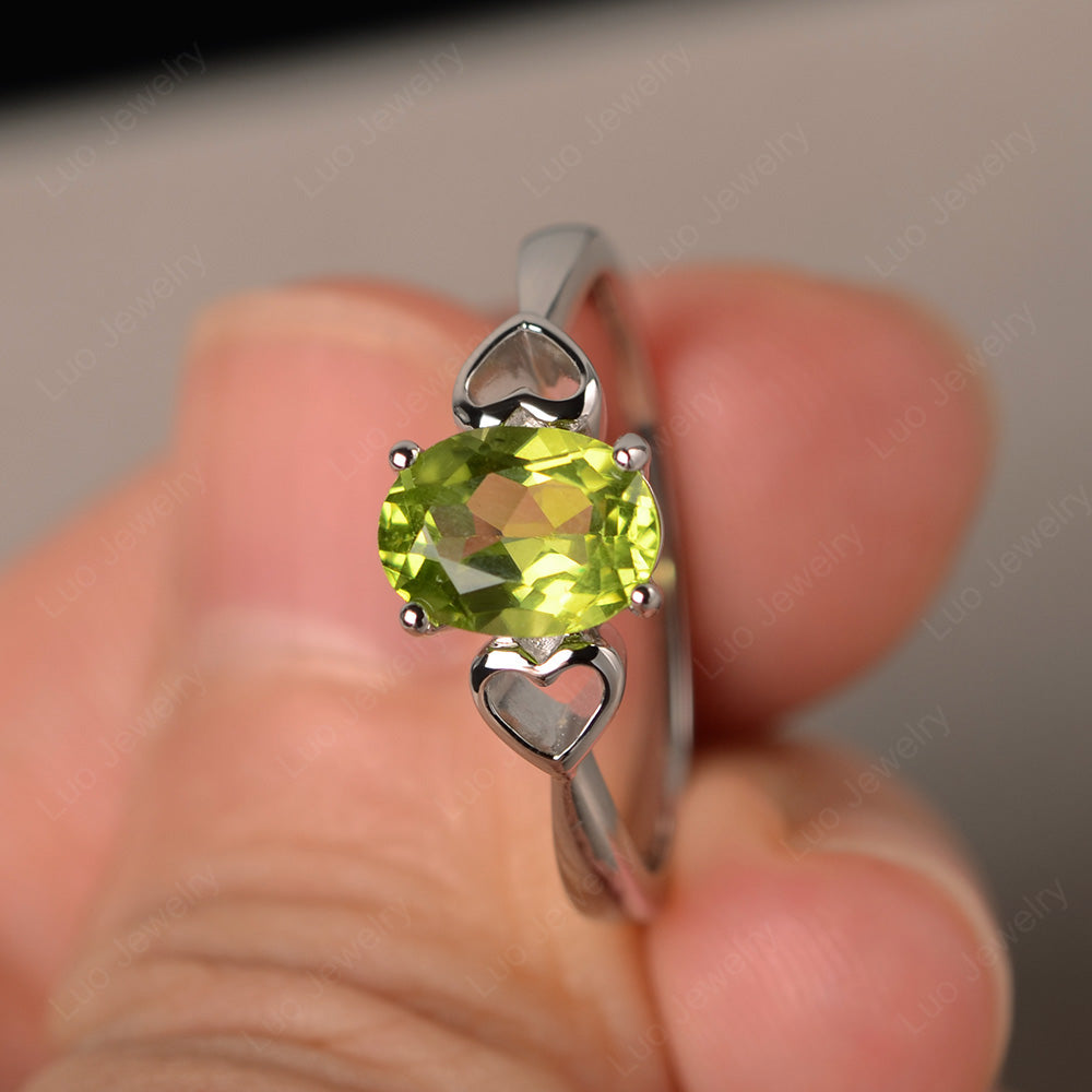 Oval Cut Solitaire Peridot Wedding Ring - LUO Jewelry