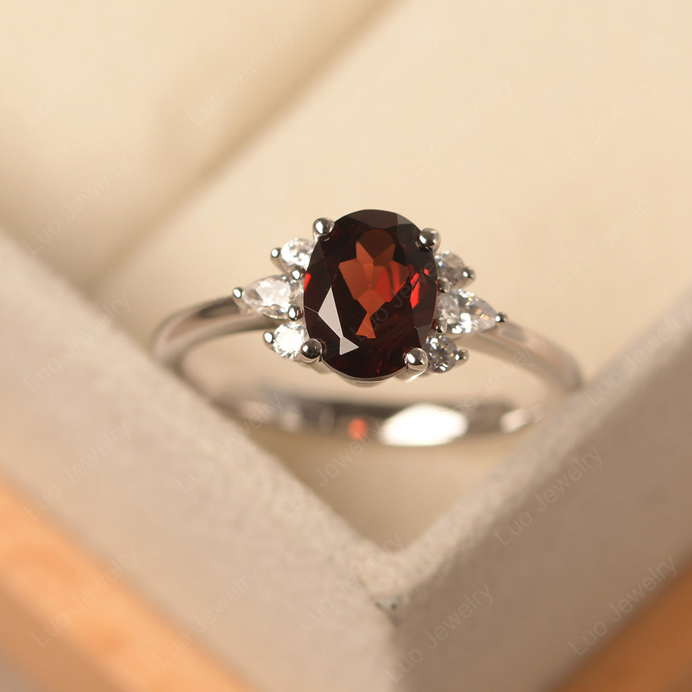 Oval Cut Garnet Engagement Rings Rose Gold - LUO Jewelry