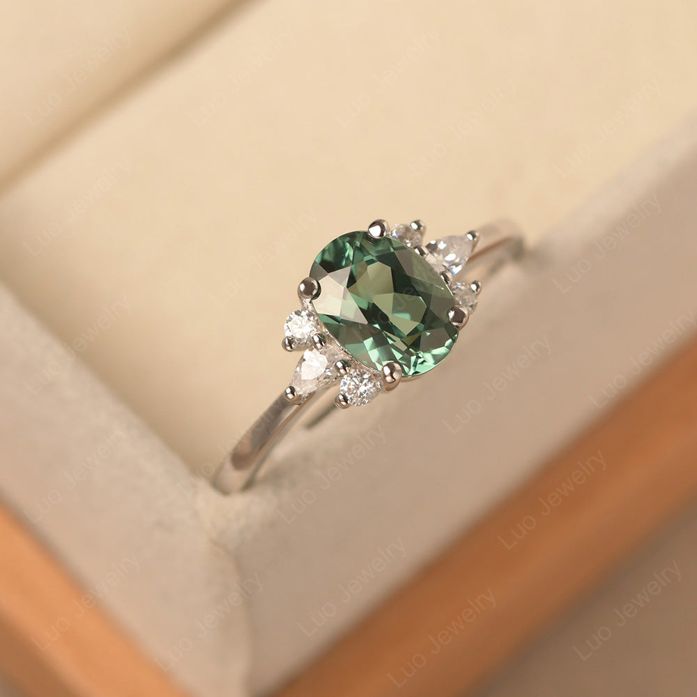 Oval Cut Green Sapphire Engagement Rings Rose Gold - LUO Jewelry