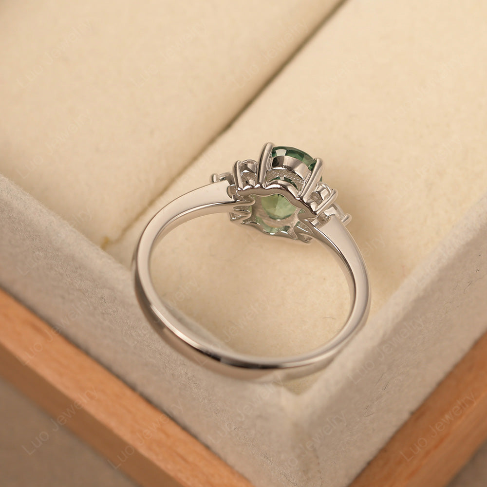 Oval Cut Green Sapphire Engagement Rings Rose Gold - LUO Jewelry