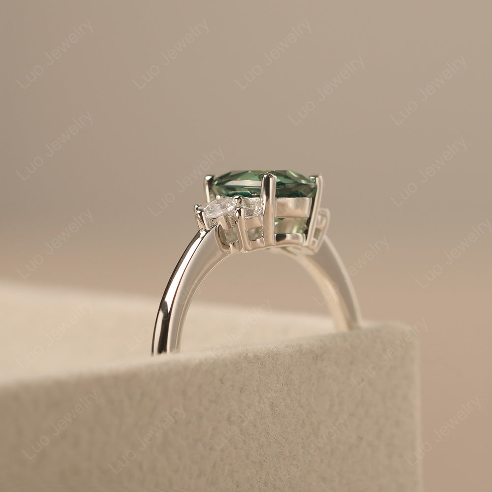 Oval Cut Green Sapphire Engagement Rings Rose Gold - LUO Jewelry