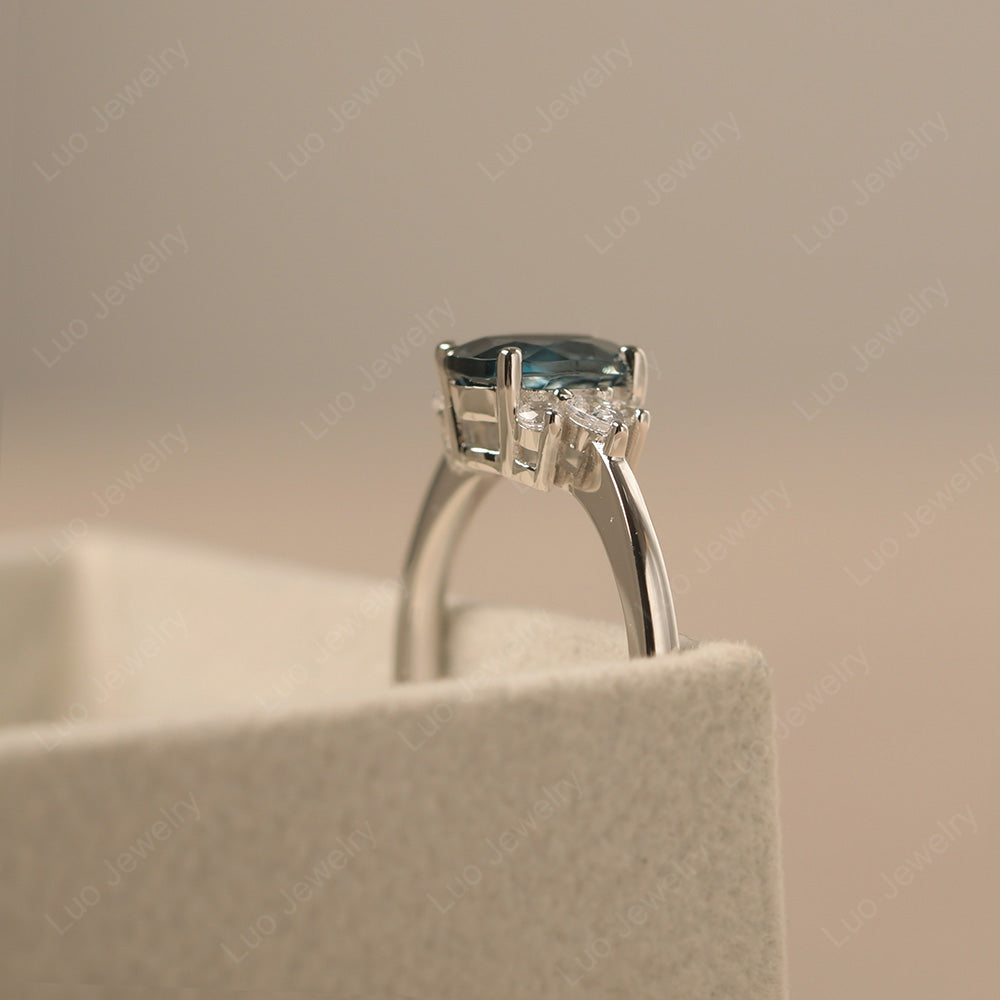 Oval Cut London Blue Topaz Engagement Rings Rose Gold - LUO Jewelry