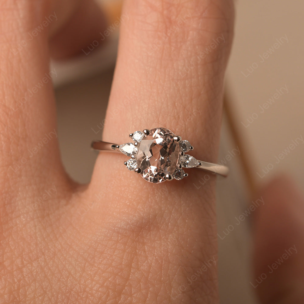 Oval Cut Morganite Engagement Rings Rose Gold - LUO Jewelry