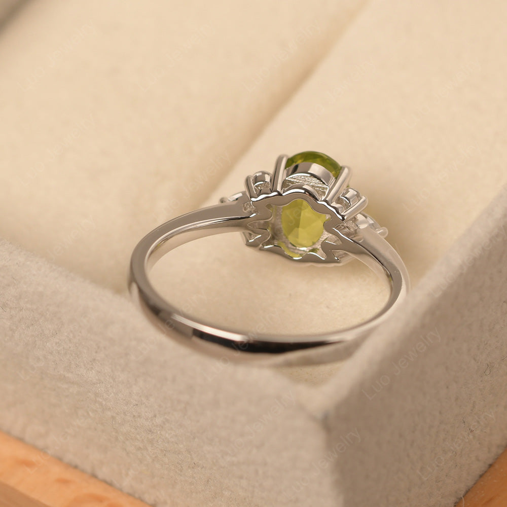 Oval Cut Peridot Engagement Rings Rose Gold - LUO Jewelry
