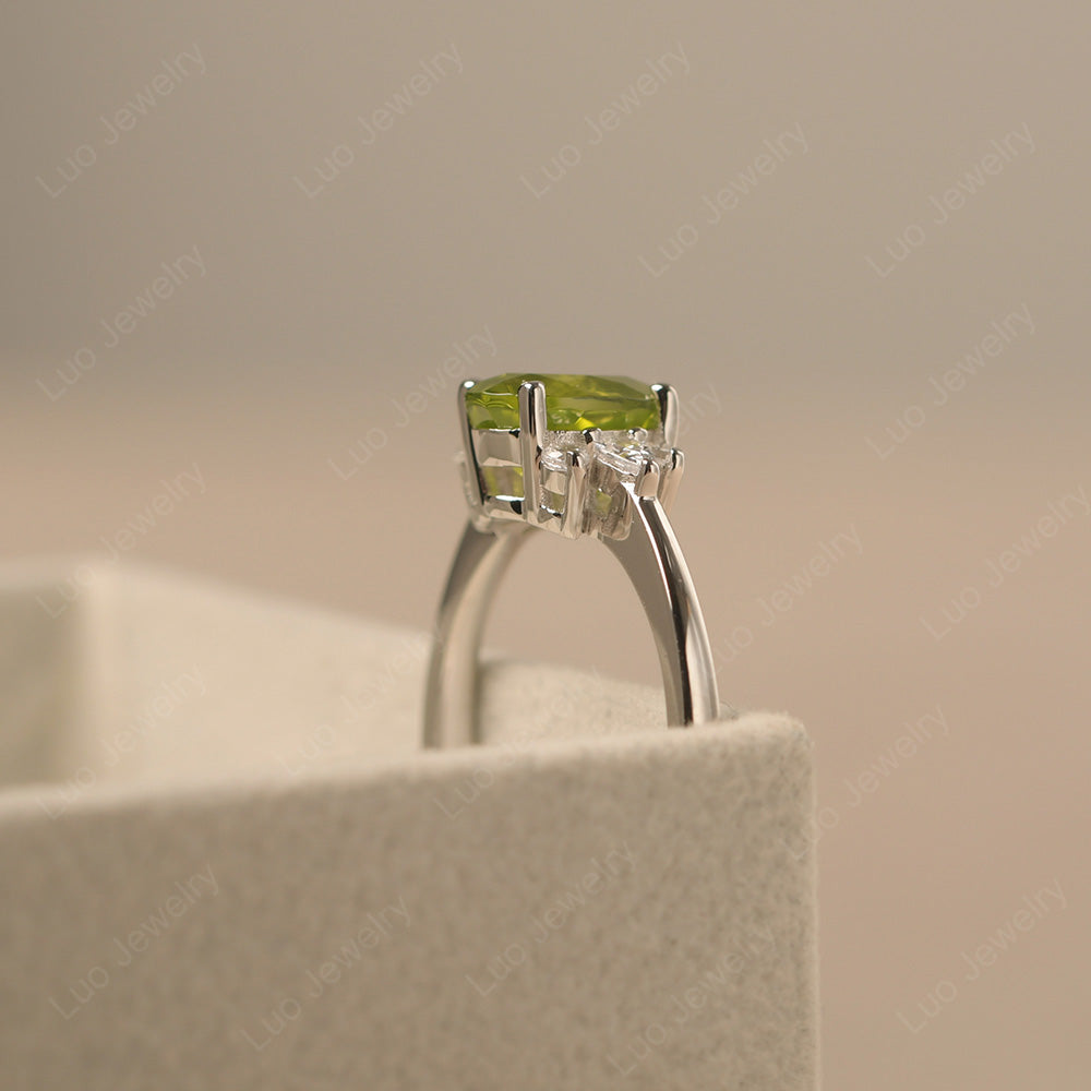 Oval Cut Peridot Engagement Rings Rose Gold - LUO Jewelry