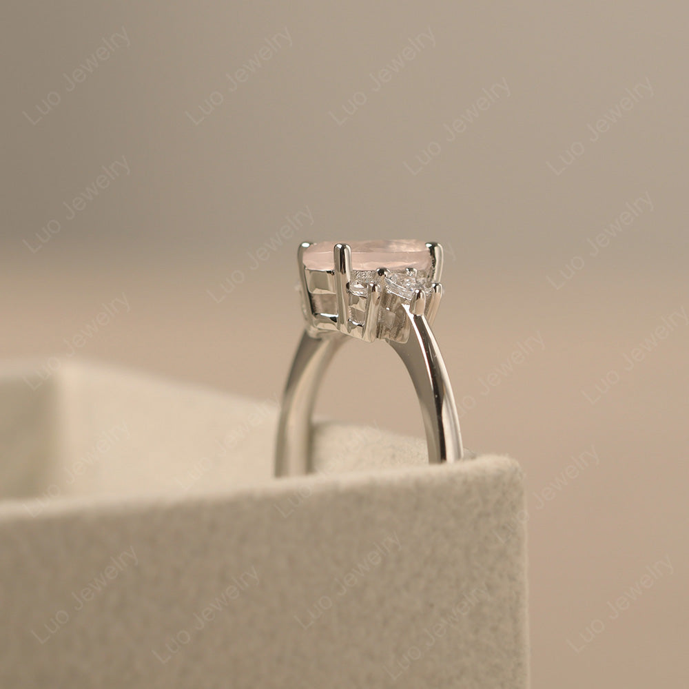 Oval Cut Rose Quartz Engagement Rings Rose Gold - LUO Jewelry