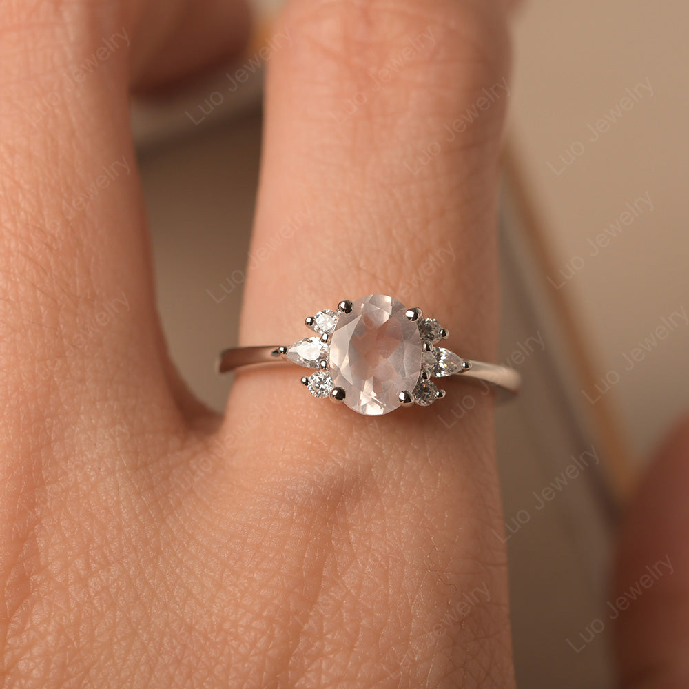 Oval Cut Rose Quartz Engagement Rings Rose Gold - LUO Jewelry